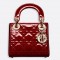 Dior Mini Lady Dior Bag In Red Patent Calfskin