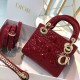 Dior Mini Lady Dior Bag In Red Patent Calfskin