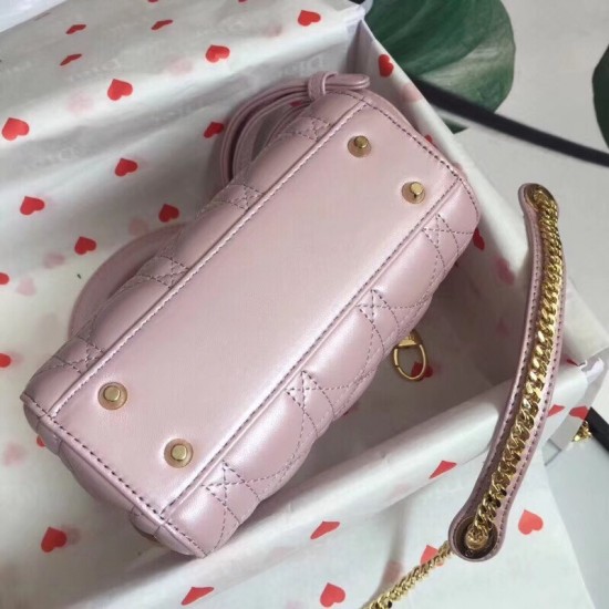 Dior Mini Lady Dior Bag In Lotus Pearly Lambskin