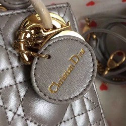 Dior Mini Lady Dior Bag In Grey Pearly Lambskin