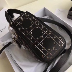 Dior Mini Lady Dior Bag In Satin With Rhinestones