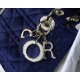 Dior Mini Lady Dior Chain Bag In Blue Velvet