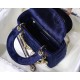 Dior Mini Lady Dior Chain Bag In Blue Velvet