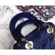 Dior Mini Lady Dior Chain Bag In Blue Velvet