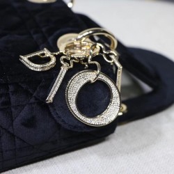 Dior Mini Lady Dior Chain Bag In Black Velvet