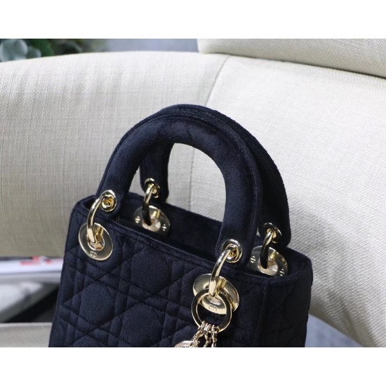 Dior Mini Lady Dior Chain Bag In Black Velvet