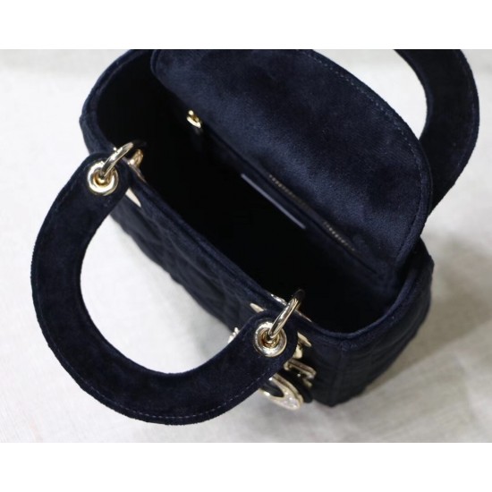 Dior Mini Lady Dior Chain Bag In Black Velvet