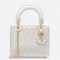 Dior Mini Lady Dior Chain Bag In White Wavy Crinkled Lambskin