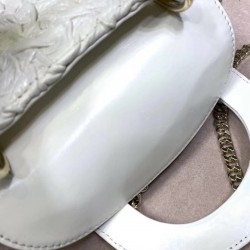 Dior Mini Lady Dior Chain Bag In White Wavy Crinkled Lambskin