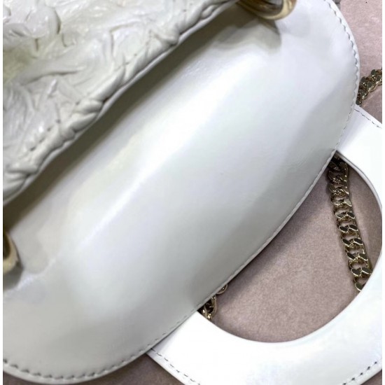 Dior Mini Lady Dior Chain Bag In White Wavy Crinkled Lambskin