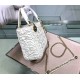 Dior Mini Lady Dior Chain Bag In White Wavy Crinkled Lambskin