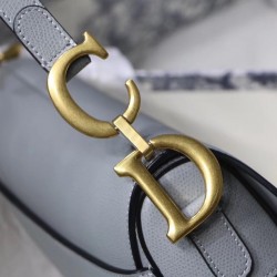 Dior Saddle Bag In Grey Grained Calfskin