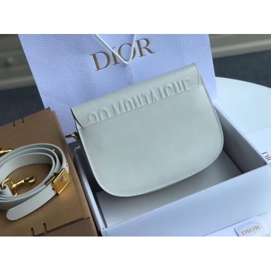 Dior Medium Bobby Bag In White Calfskin