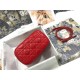 Dior Small Travel Vanity Case In Red Cannage Lambskin