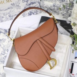 Dior Saddle Bag In Dark Tan Grained Calfskin