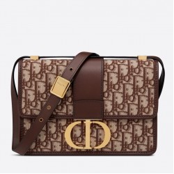 Dior 30 Montaigne Bag In Brown Oblique Jacquard Canvas