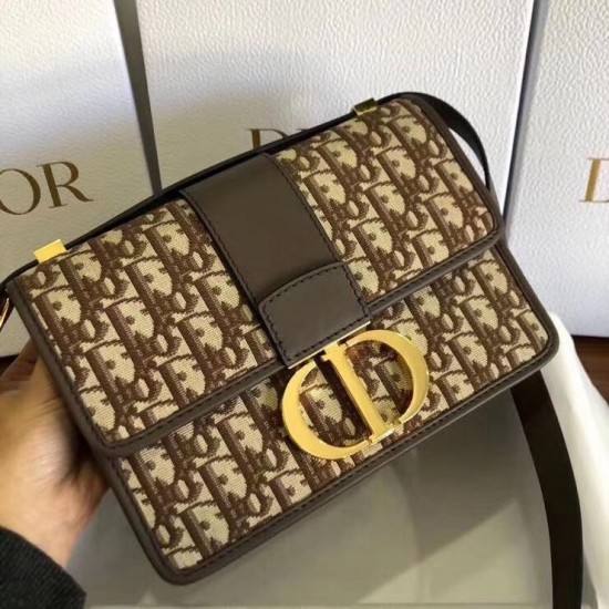 Dior 30 Montaigne Bag In Brown Oblique Jacquard Canvas