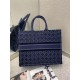 Dior Book Tote Bag In Blue Cannage Embroidered Velvet