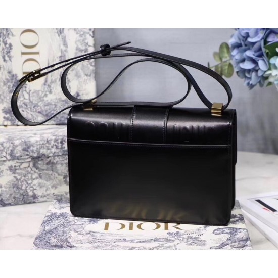 Dior 30 Montaigne Shoulder Bag In Black Calfskin