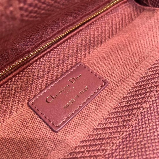 Dior Medium Lady D-Lite Bag In Mallow Rose Cannage Canvas