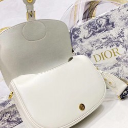 Dior Large Bobby Bag In White Calfskin