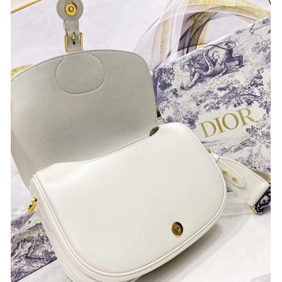 Dior Large Bobby Bag In White Calfskin