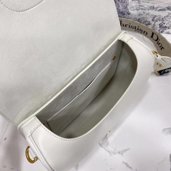 Dior Large Bobby Bag In White Calfskin