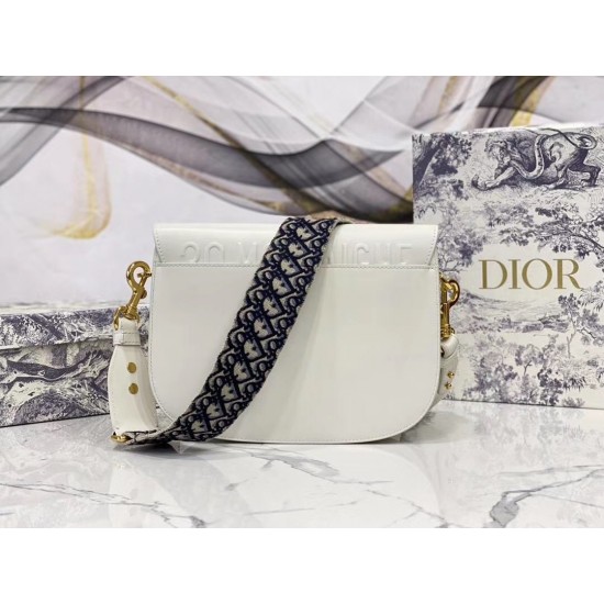 Dior Large Bobby Bag In White Calfskin