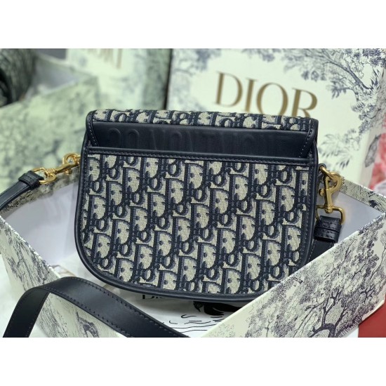 Dior Medium Bobby Bag In Blue Dior Oblique Canvas