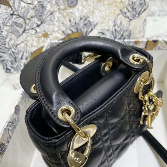 Dior Micro Lady Dior Bag In Black Cannage Lambskin