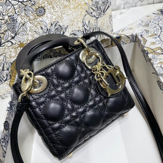 Dior Micro Lady Dior Bag In Black Cannage Lambskin