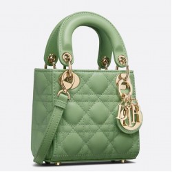 Dior Micro Lady Dior Bag In Mint Cannage Lambskin