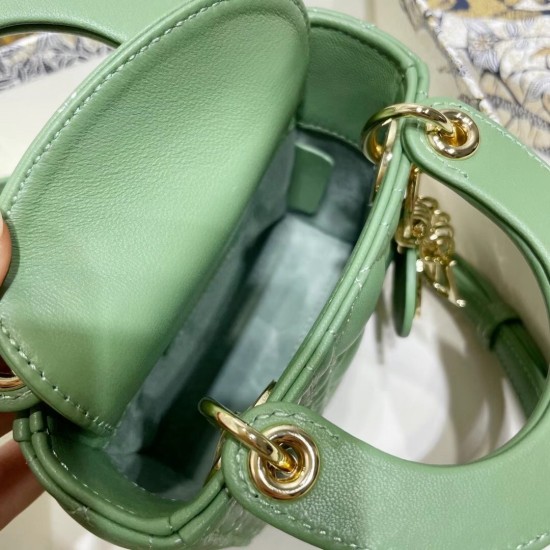 Dior Micro Lady Dior Bag In Mint Cannage Lambskin