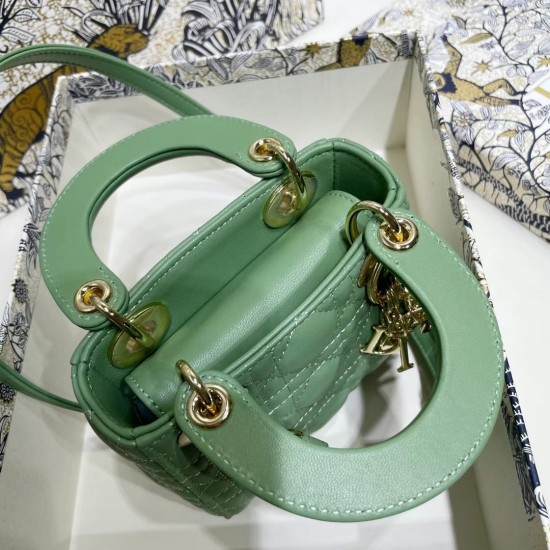 Dior Micro Lady Dior Bag In Mint Cannage Lambskin