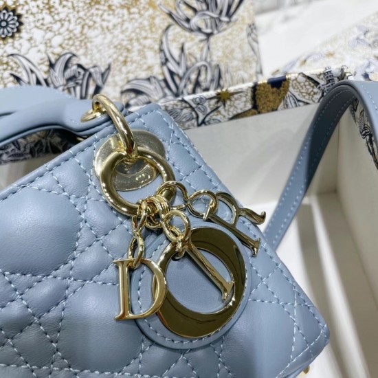 Dior Micro Lady Dior Bag In Blue Cannage Lambskin