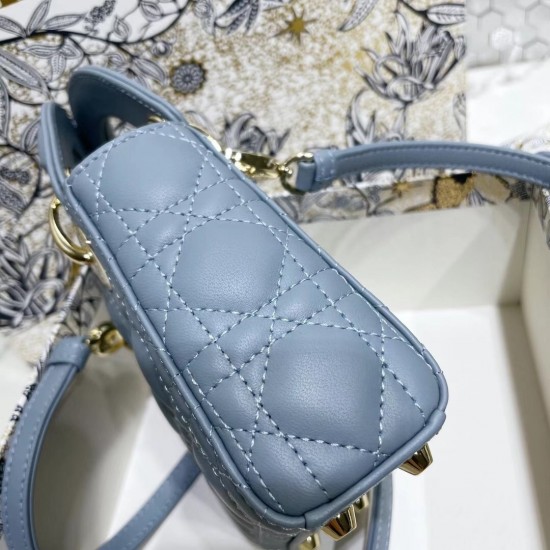 Dior Micro Lady Dior Bag In Blue Cannage Lambskin