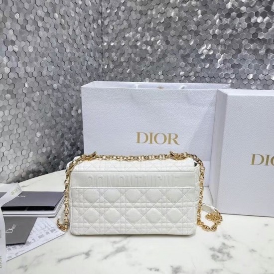 Dior Caro Medium Bag In White Cannage Calfskin