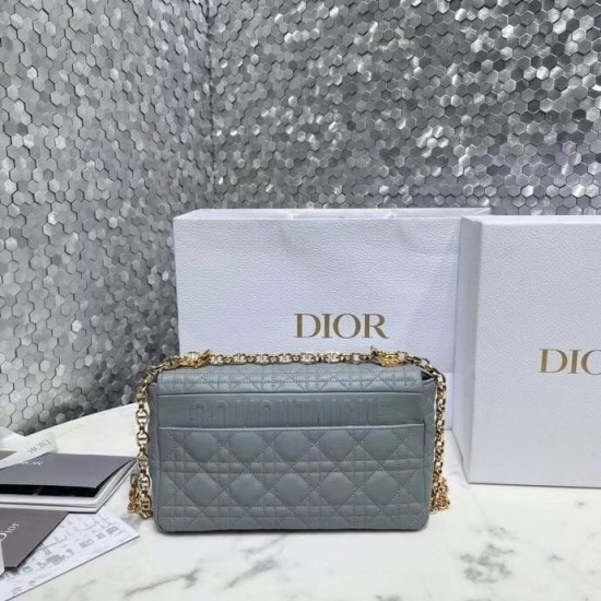 Dior Caro Medium Bag In Grey Cannage Calfskin