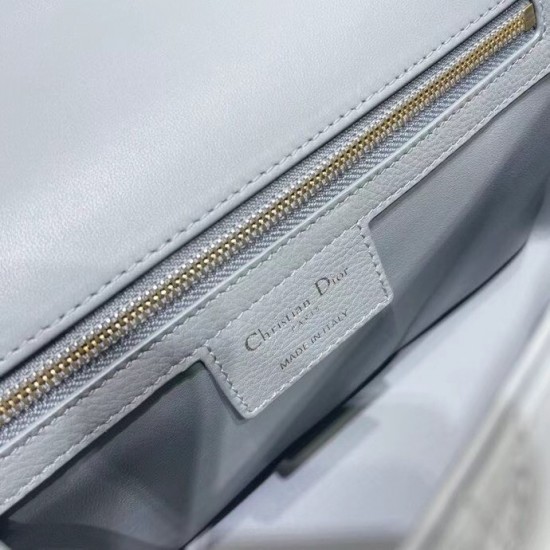 Dior Caro Medium Bag In Grey Cannage Calfskin