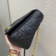 Dior Large Caro Bag In Black Cannage Calfskin