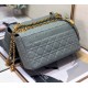 Dior Large Caro Bag In Grey Cannage Calfskin