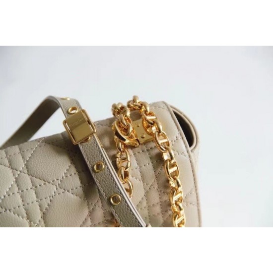 Dior Large Caro Bag In Beige Cannage Calfskin