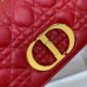 Dior Small Caro Bag In Red Cannage Calfskin