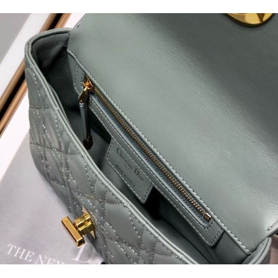 Dior Small Caro Bag In Grey Cannage Calfskin