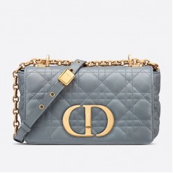 Dior Small Caro Bag In Cloud Blue Cannage Calfskin