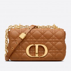 Dior Small Caro Bag In Brown Cannage Calfskin