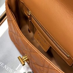 Dior Small Caro Bag In Brown Cannage Calfskin