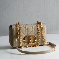 Dior Small Caro Bag In Beige Cannage Calfskin