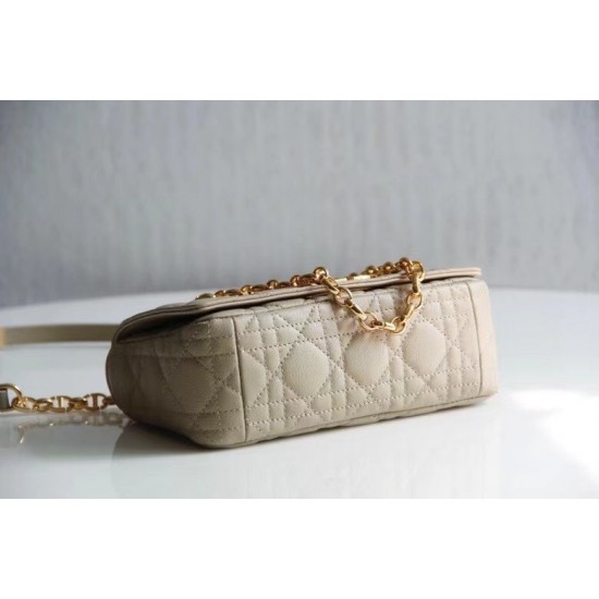 Dior Small Caro Bag In Beige Cannage Calfskin