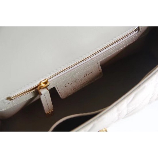 Dior Small Caro Bag In Beige Cannage Calfskin